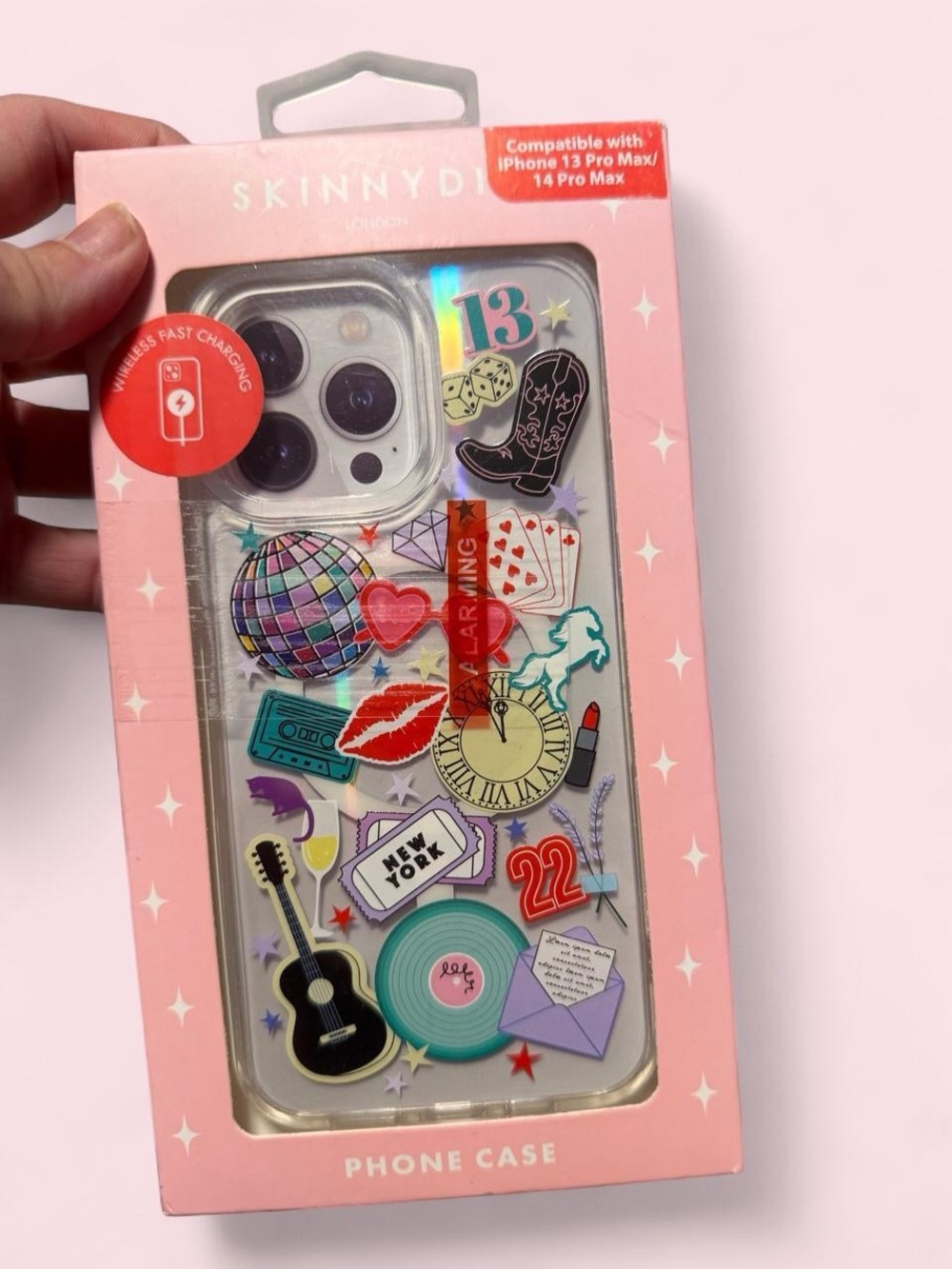 Skinnydip Pink Sticker Collage Clear Phone Case for iPhone 13/14 Pro Max